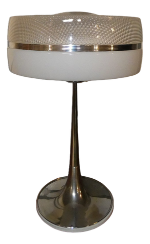 Futurist Space Needle Table Lamp in Acrylic Glass and Steel, Italy, 1960s