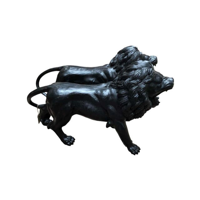 Italian Bronze Medici Lion Statues, 20th Century, Set of 2 For Sale - Image 4 of 7