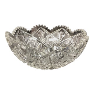 American Brillant Cut Crystal Glass Bowl For Sale