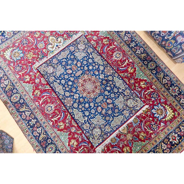 156 x 102 cm Hand-knotted antique Isfahan rug, approx. 80 years old, 1 million knots/m² | Unique, timeless masterpiece,...