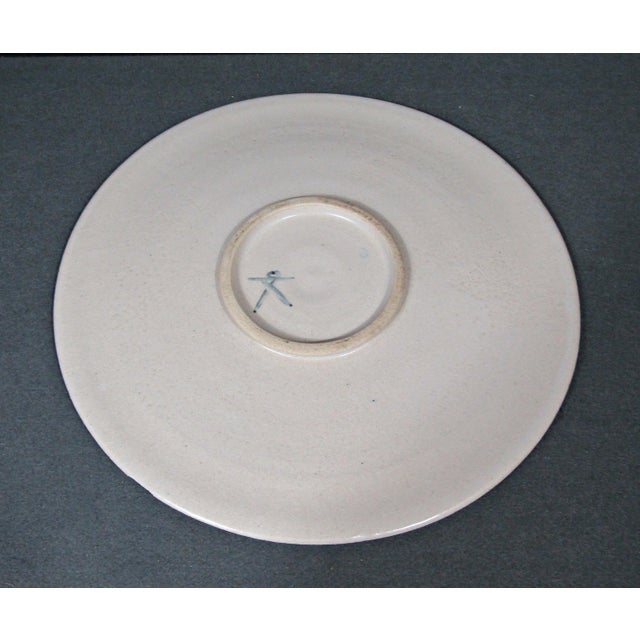 1970s Signed Abstract Fish Studio Pottery Decorative Plate For Sale - Image 11 of 13