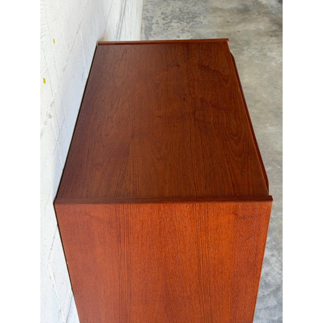 Brown Teak Tallboy Dresser With 6 Drawers Danish Mid-Century Modern 1960s For Sale - Image 8 of 12