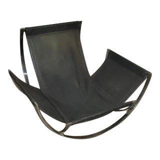 1970s Vintage Italian Curved Chrome Lounge Chair Attributed To Milo Baughman For Stendig For Sale