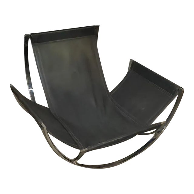 1970s Vintage Italian Curved Chrome Lounge Chair Attributed To Milo Baughman For Stendig For Sale