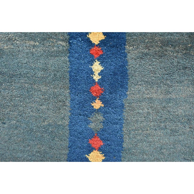 Blue Vintage Gabbeh Blue Wool Tribal Hand-Knotted Area Rug - 7’8” X 11’6” For Sale - Image 8 of 13