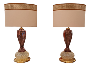 Violet Murano Glass Lamps, Set of 2