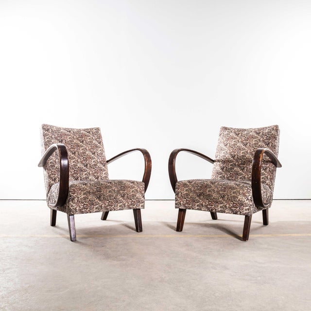 Armchair in Floral Jacquard Fabric from Jindrich Halabala, 1950s For Sale - Image 3 of 9