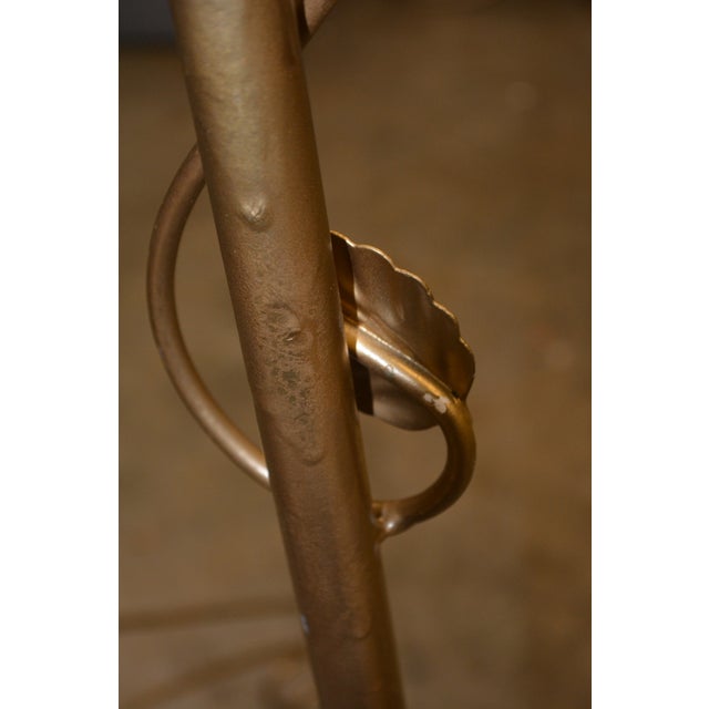 Pair Vintage Adjustable Gold Painted Wrought Iron / Metal Floor Candelabra's - 7 Holders in Each For Sale - Image 6 of 18
