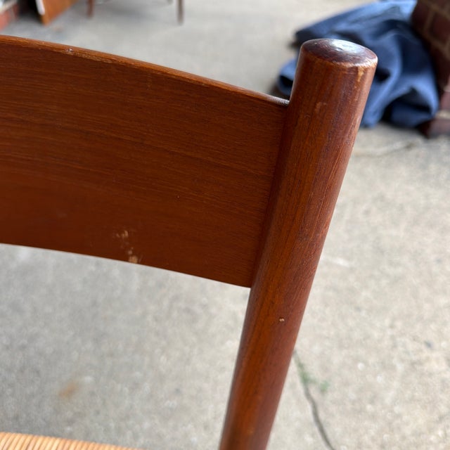 Wood Set of 6 Hans J. Wegner Ch-40 Teak Dining Chairs With Woven Cane Seats For Sale - Image 7 of 9