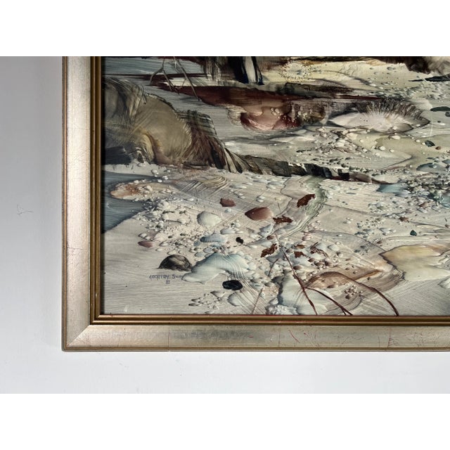 Wood 1980's Geoffrey Smith " April Cove Silence " Oil Painting, Framed For Sale - Image 7 of 13