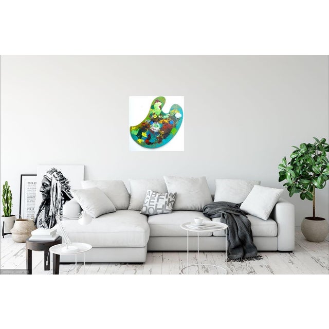 "Renaissance Wood Artist Palette" Contemporary Mixed-Media Wooden Artist's Palette For Sale - Image 4 of 7