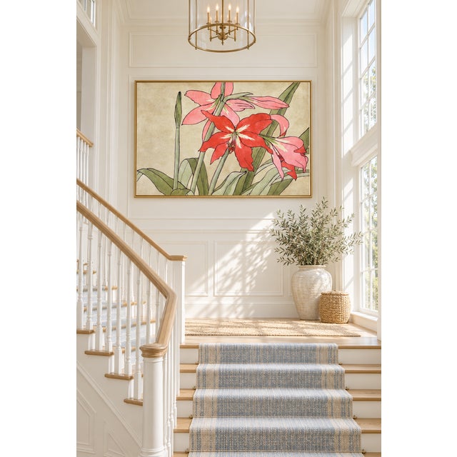 Art Nouveau 1915 Vintage Amaryllis Botanical Art Print by Hannah Borger Overbeck - 60" X 40" For Sale - Image 3 of 8