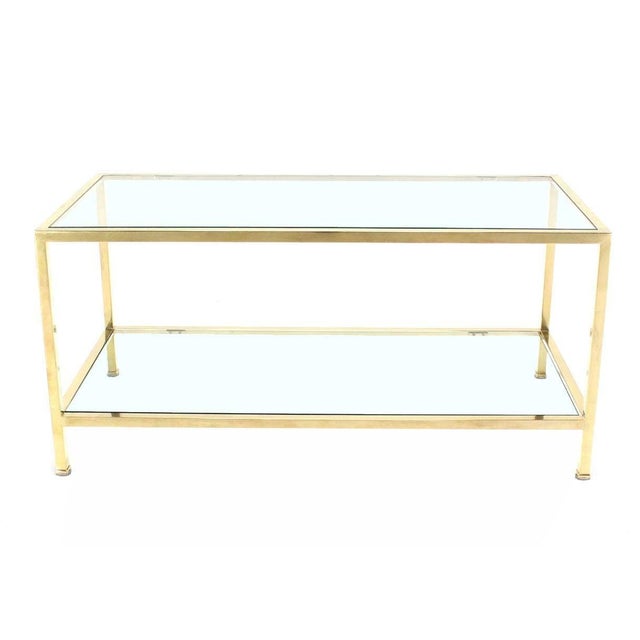 Very fine metal craftsmanship solid brass tube coffee table in style of Paul McCobb.