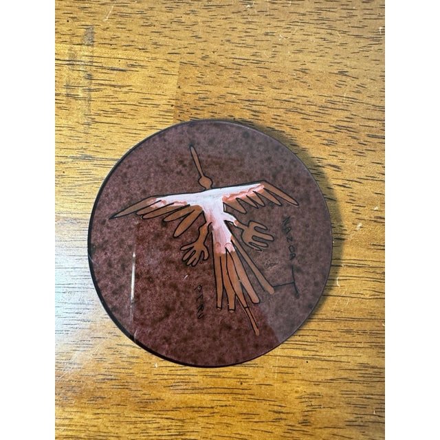 Folk Art Vintage Nazca Peru Geoglyph Coaster Set Handcrafted Folk Art Monkey Bird Dog - Set of 4 For Sale - Image 3 of 5
