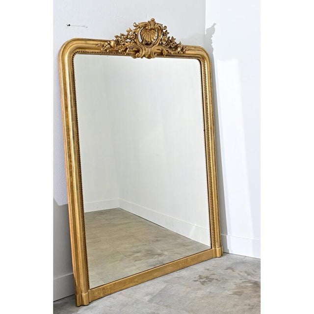 Gold French 19th Century Louis Philippe Gilt Mantel Mirror For Sale - Image 8 of 11