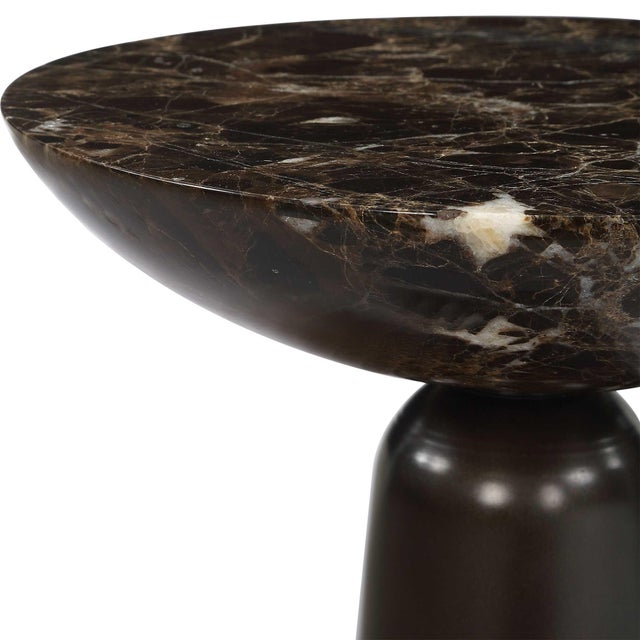 Hastings Brown Marble Accent Table For Sale In Chicago - Image 6 of 6