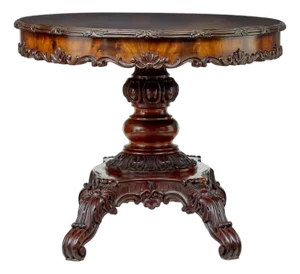 Antique Hand Carved Oval Center Table, 1880
