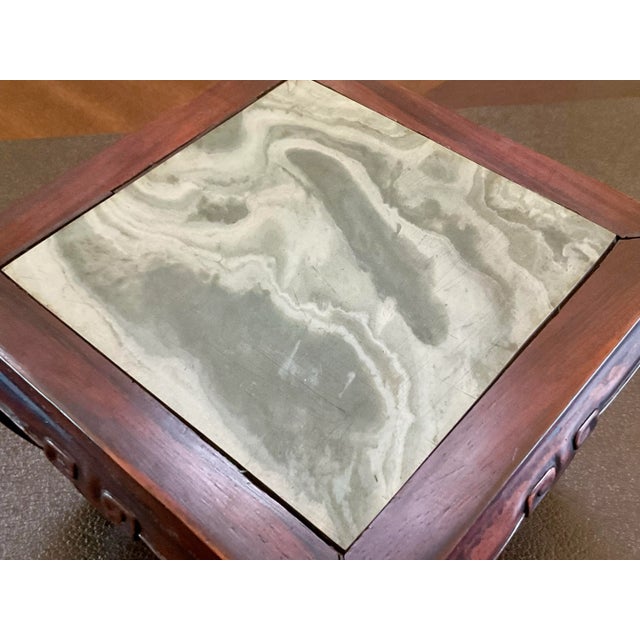 1900s Antique Chinese Zitan Wood Stand With a Marble Top For Sale In Palm Springs - Image 6 of 9