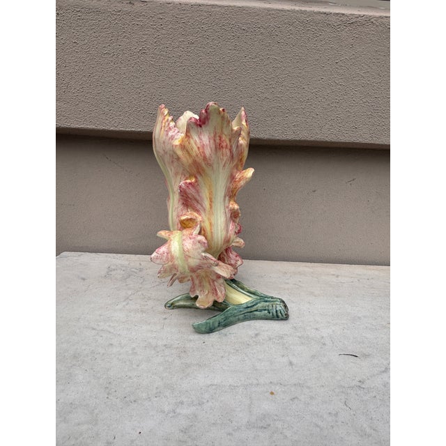 Delphin Massier Majolica Parrot Tulip Vase Delphin Massier, Circa 1900 For Sale - Image 4 of 6
