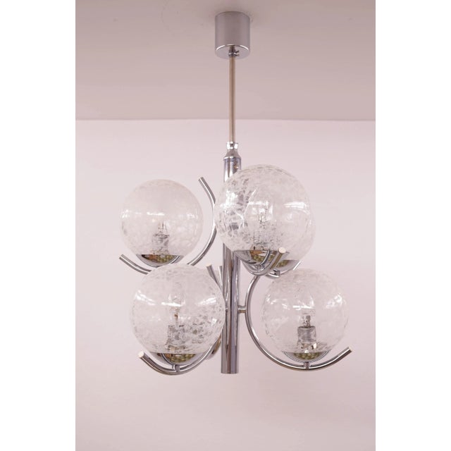 Mid-Century Chrome and Glass Ceiling Lamp For Sale - Image 6 of 8