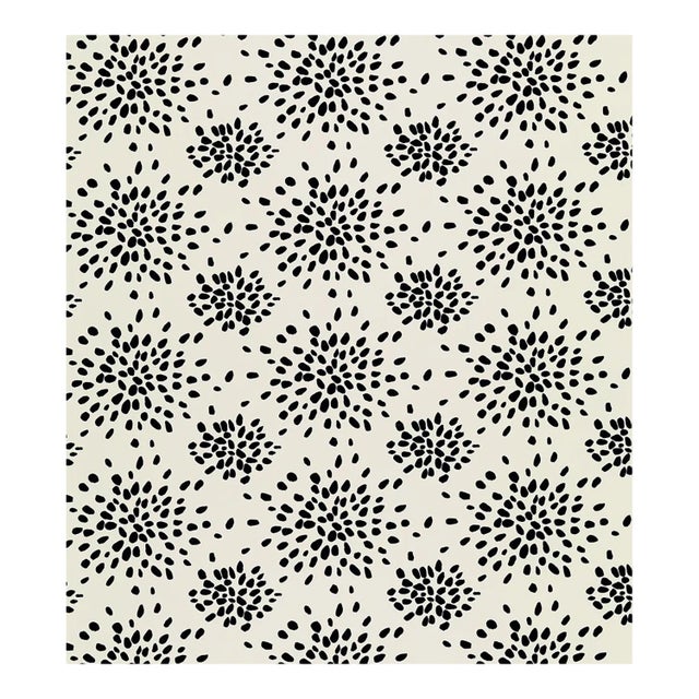 Sample - Hinson for The House of Scalamandré Fireworks Wallcovering, Black on Off-White For Sale