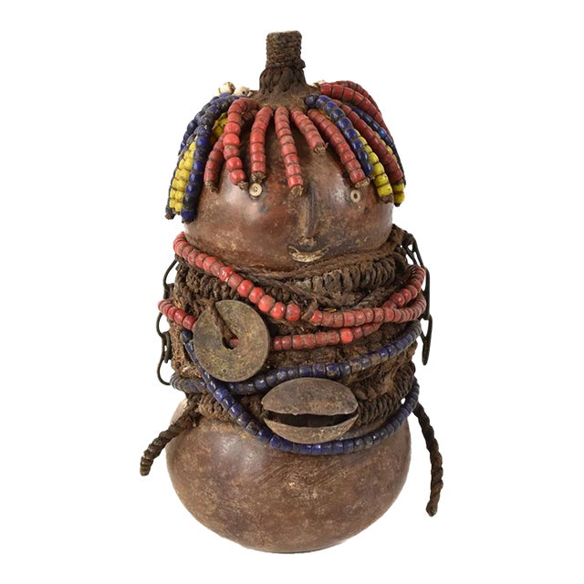 Early 20th Century Nyamwezi Beaded Fertility Doll Gourd Tanzania For Sale