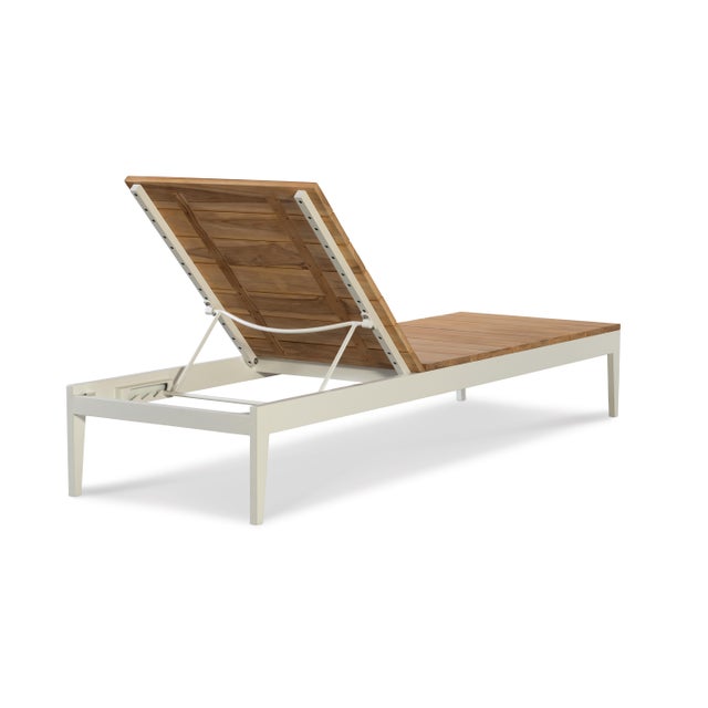2020s Century Furniture Poolside Metal/Teak Reclining Chaise Lng For Sale - Image 5 of 6