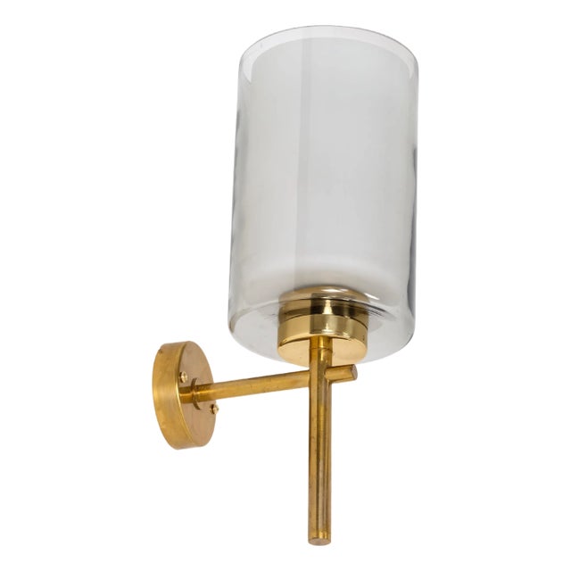 Brass & Glass Wall Lamp, Sweden, 1950s For Sale