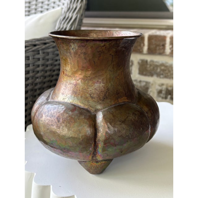 Mid 20th Century Mexican Hammered Copper Gourd Vessel / Vase CIRCA: Mid-20th Century ORIGIN: Mexico MAKER'S MARK: None...
