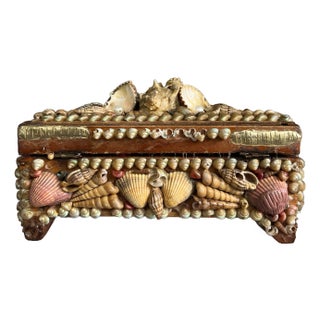 Antique Sailor’s Valentine Style Shellwork Box For Sale
