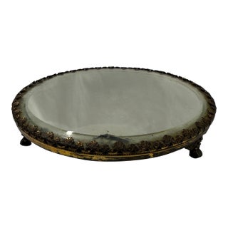 Antique Beveled Mirror Plateau Late 19th Century With Ornate Feet For Sale