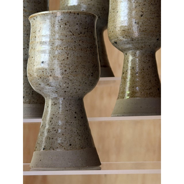 Handmade Speckled Stoneware Goblets, Set of 8 For Sale - Image 9 of 18