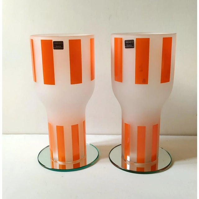 Orange Glass Vases by James Irvine, 1990s, Set of 2 For Sale - Image 8 of 8
