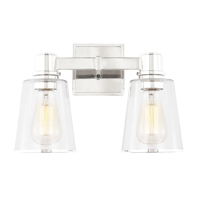 Visual Comfort Chapman & Myers by Visual Comfort Studio Alessa 2-Light Bath Vanity Sconce in Polished Nickel For Sale - Image 4 of 10