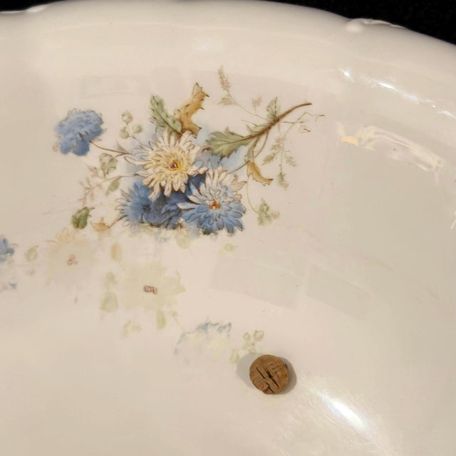 Johnson Brothers Antique Johnson Bros England "Royal Semi-Porcelain" Wash Basin With Functional Drain Hole & Stand For Sale - Image 4 of 12