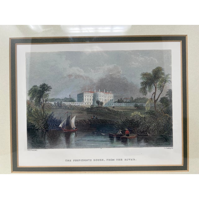 19th Century Hand-Colored Engraving of the White House, “The President’s House, From the River” For Sale - Image 4 of 7