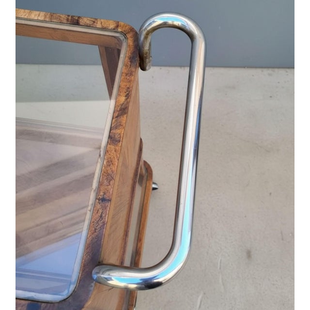 Metal Art Deco Walnut and Chrome Serving Trolley, 1930s For Sale - Image 7 of 8
