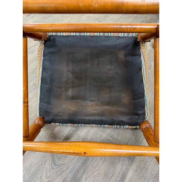 Vintage Colonial Style Spindle Back Upholstered Dining Chairs - Set of 4 For Sale - Image 9 of 13