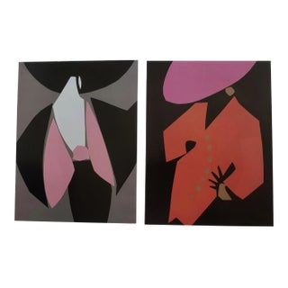 C1990 Set of 2-Vintage Fashion Prints by Mats Gustavson for Guy LaRoche, Ysl For Sale