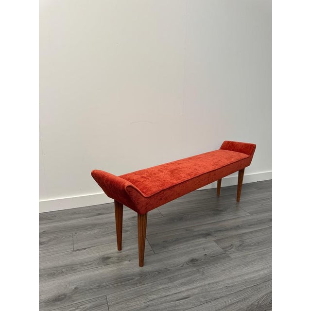 Italian Bench in Dedar Orange Fabric, 1950s For Sale - Image 3 of 7