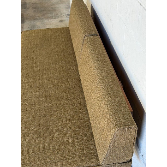 Brown Mid-Century Modern Teak Daybed Sofa With Floating Wood Frame and Exposed Back 1960s For Sale - Image 8 of 11