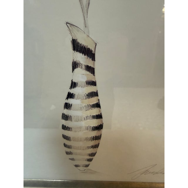 Elizabeth Jardine Striped Vase With Flowers Art Print, Signed For Sale - Image 11 of 12