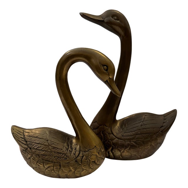 Vintage Brass Swans- Set of 2 For Sale