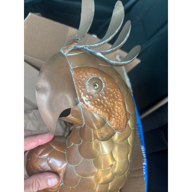 Vintage Mixed-Metal Cockatoo or Parrot Sculpture For Sale - Image 4 of 5