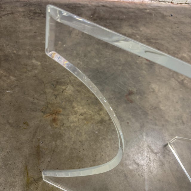 Vintage Modern Hollywood Regency or Art Deco Lucite Sculptural Dining Table Oval Glass Top For Sale - Image 16 of 18