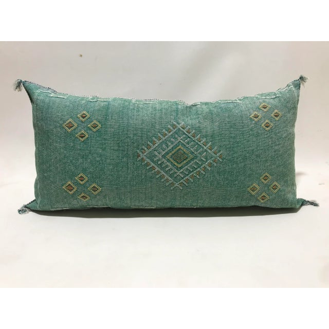 Green Cactus Silk Pillow Cover For Sale - Image 8 of 8