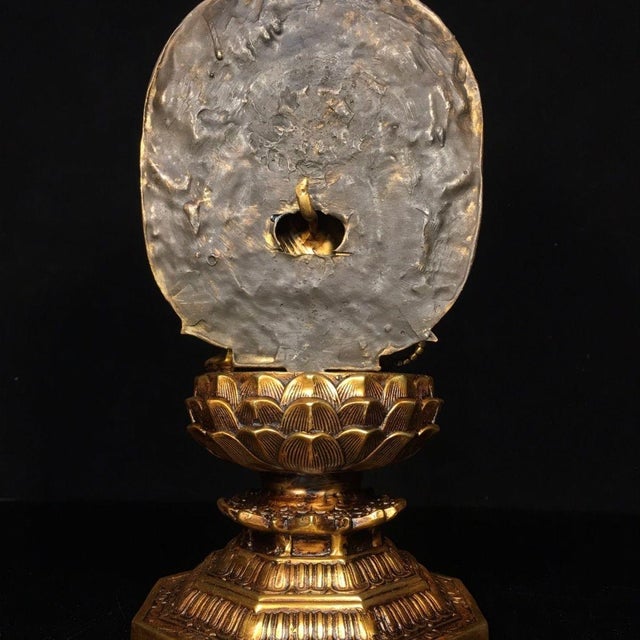 Late 20th Century Gilt Bronze Avalokiteshvara Statue Seated Guanyin Deity 12" For Sale - Image 4 of 9