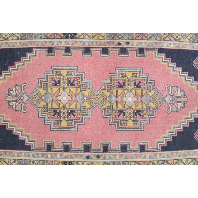 1970s Turkish Oushak Handmade Wool Cotton Pink Area Rug For Sale - Image 9 of 10