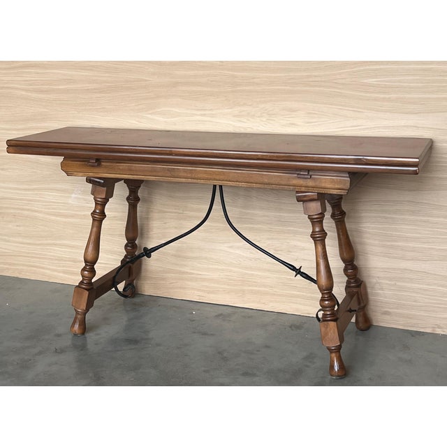 20th Century Spanish Console Fold Out Table with Iron Stretcher For Sale - Image 18 of 18