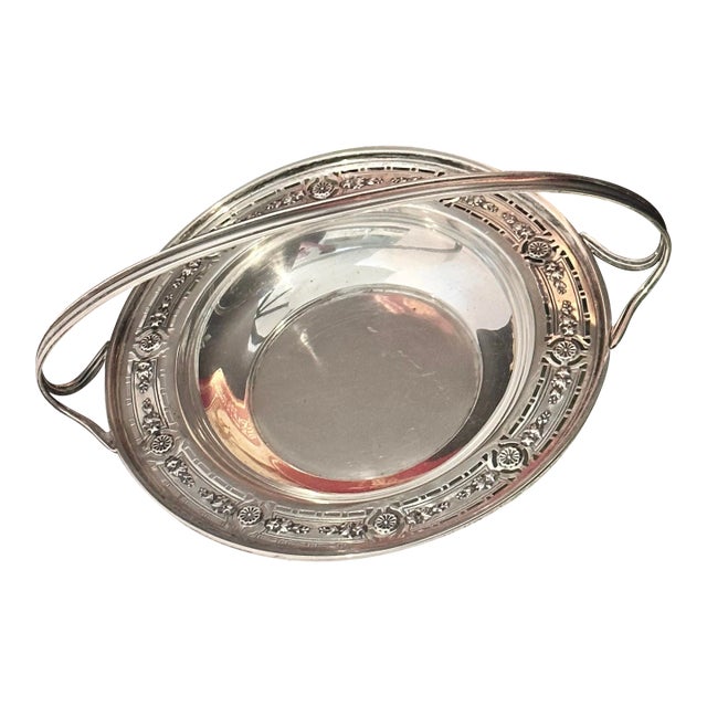Vintage International Silver Sterling Brides Basket / Handled Candy Dish For Sale